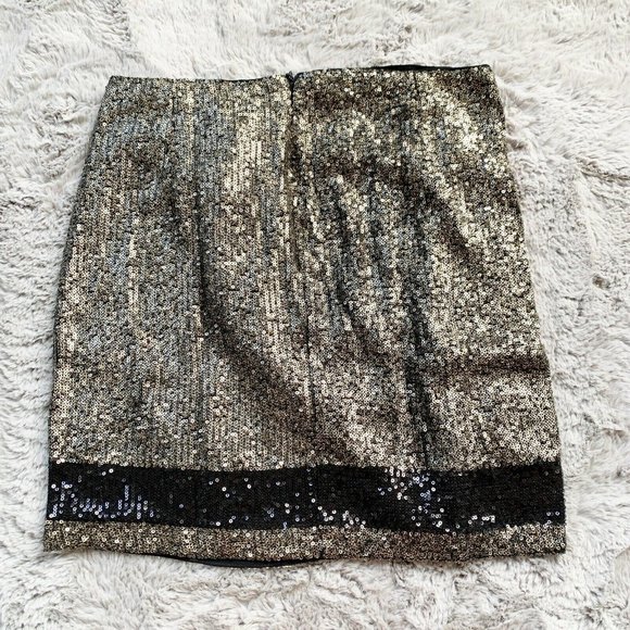 Wildfox Border Stripe Sequin Mini Skirt Gold sz M - Picture 5 of 6